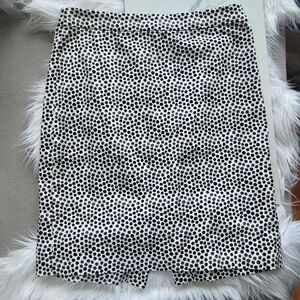 J. Crew White and Brown Pokadot Pencil Skirt Mid length Ladies Size 6